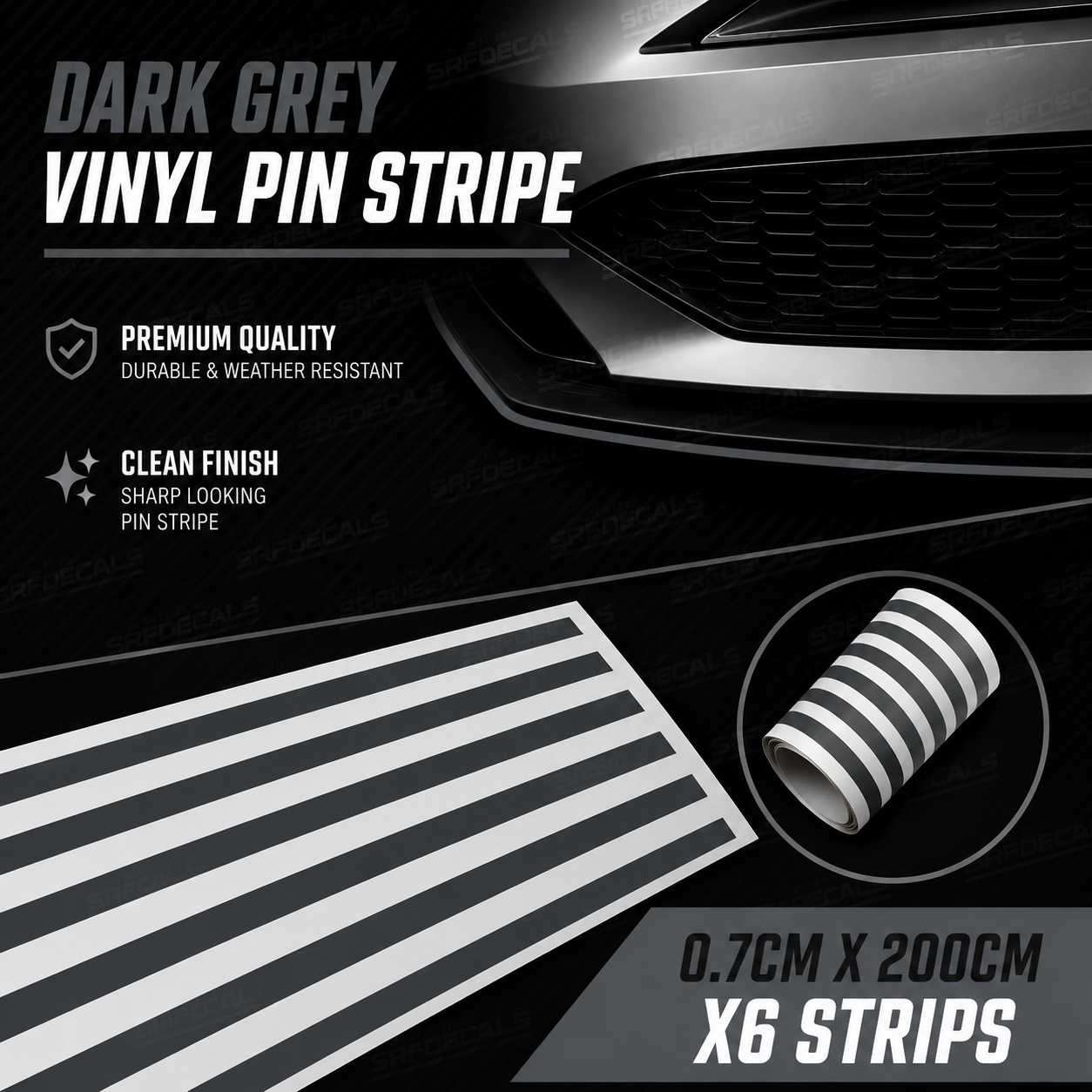 HIGH QUALITY Pinstripe Vinyl ‘Dark grey’